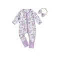 thumbnail image 1 of Liacowi Infant Baby Halloween Jumpsuit Newborn Zip Front Romper Cartoon Print Long Sleeve Footless Romper + Bow Headband, 1 of 9