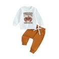 thumbnail image 1 of Liacowi Infant Newborn Baby Boys Thanksgiving Outfits Set Long Sleeve Turkey Print Sweatshirt Drawstring Pants Sets 3M 6M 12M 18M 3T Toddler Boys 2 Piece Fall Winter Clothes, 1 of 8