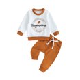thumbnail image 1 of Liacowi Infant Newborn Baby Boys Thanksgiving Outfits Set Long Sleeve Turkey Print Sweatshirt Drawstring Pants Sets 3M 6M 12M 18M 3T Toddler Boys 2 Piece Fall Winter Clothes, 1 of 8