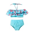 thumbnail image 1 of Liacowi Kid Girl Swimsuit Bikini Two Piece Bathing Suit with Sun Protection Ruffles Swimwear, 1 of 9