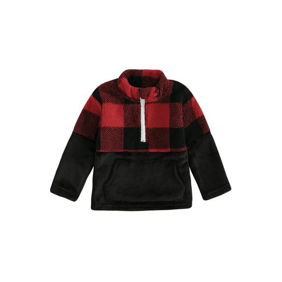 Liacowi Kids Sweatshirt Long Sleeve Stand Collar Plaid Patchwork Hoodie Pullover Clothes for Boys Girls