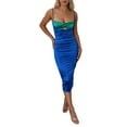 thumbnail image 1 of Liacowi Ladies Knotted Splicing Leisure Style Low Cut Backless Long Skirt Slip Dress, 1 of 3