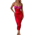 thumbnail image 1 of Liacowi Ladies Knotted Splicing Leisure Style Low Cut Backless Long Skirt Slip Dress, 1 of 9