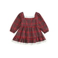 thumbnail image 1 of Liacowi Little Girls Christmas Dress Long Sleeves Plaid Lace Trim Party Princess Dress Toddler Girls Fall Christmas A-line Dress 9M-4T, 1 of 9