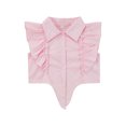 thumbnail image 1 of Liacowi Little Girls Flouncing Tops Toddlers olid Color Lapel Single-breasted Tie Up Blouse, 1 of 8