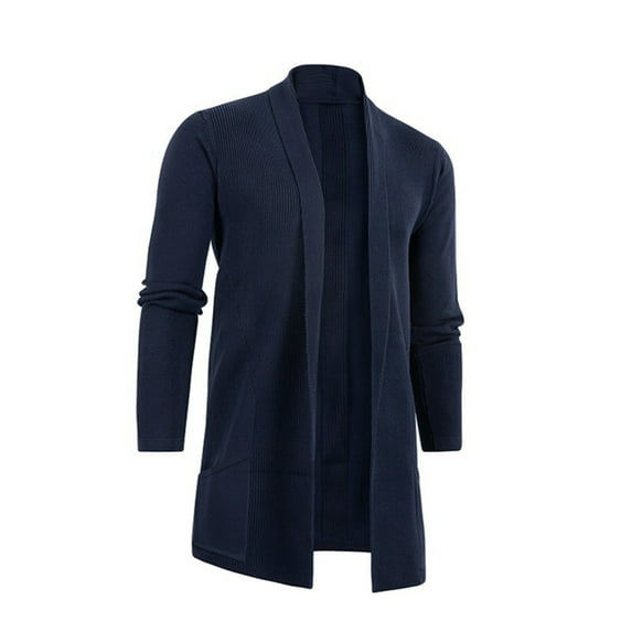 Liacowi Men Cardigan Sweaters Solid Color Shawl Collar Long Sleeve Knitted Long Cardigan Fall Cual Drape Cape for Streetwear