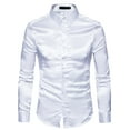 thumbnail image 1 of Liacowi Men Shiny Satin Shirt Long Sleeve Slim Fit Business Button Down Shirts Casual Party Tops, 1 of 4