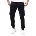 thumbnail image 1 of Liacowi Men Slim Cargo Long Pants, Solid Color Middle Waist Straight Leg Trousers Casual Work Pants with Pockets, 1 of 8
