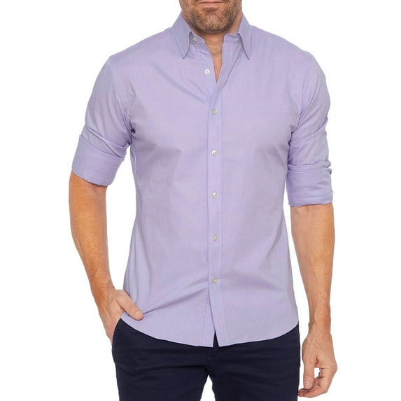 Liacowi Men Slim Fit Shirts Solid Color Hidden Zipper Button-Down Long Sleeve Tops Turn-Down Collar Spring Fall Casual Clothes