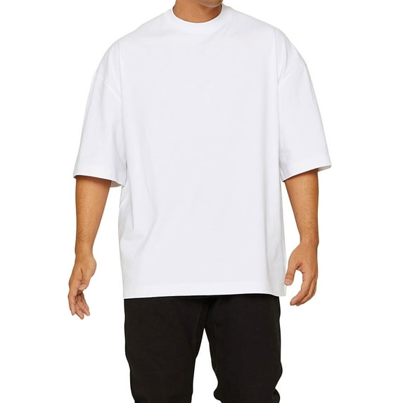 Liacowi Men T-shirt, Middle Sleeve Solid Color Loose Fit Gym Fitness Bodybuilding Cotton Tops Sports Workout Tee