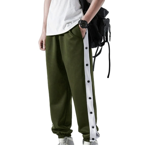 Liacowi Men Tear Away Pants Quick Dry Loose Fit Basketball Pants Casual High Split Snap Button Sweatpants