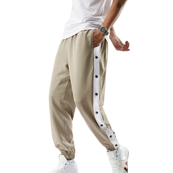 Liacowi Men Tear Away Pants Quick Dry Loose Fit Basketball Pants Casual High Split Snap Button Sweatpants
