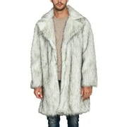 Liacowi Men Winter Faux Fur Coat Long Sleeve Lapel Collar Open Front Fur Coat Warm Fleece Jacket Outwear