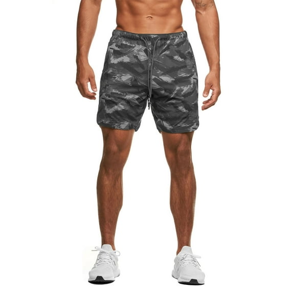 Liacowi Men's Camouflage Workout Shorts Gym Running Shorts Quick Drying Training Fitness Shorts Athletic Basketball Training Shorts