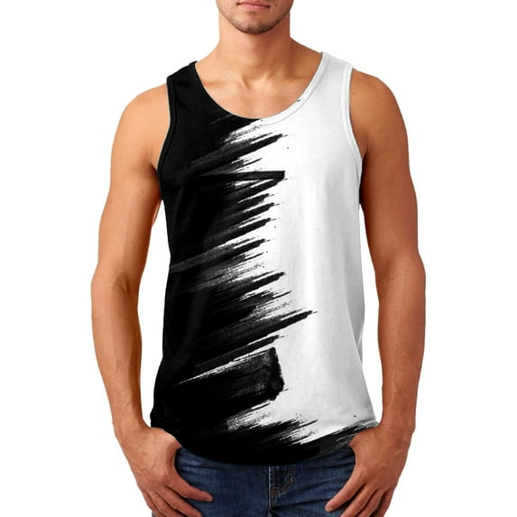 Liacowi Men's Muscle Shirts Sleeveless Printed Gym Workout Tank Top Summer Beach Vest Top Gym Shirt