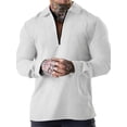 thumbnail image 1 of Liacowi Men's Spring Autumn Casual Shirts Solid Color Long Sleeve Lapel Tops Half Zipper Shirts, 1 of 7