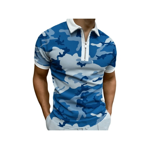 Liacowi Mens Casual Polo Shirt Tops Printed Pattern Turn Down Collar Short Sleeve T-Shirt Sleeveless Tank Top Gym Tops