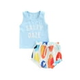 thumbnail image 1 of Liacowi Newborn Baby Boys 2pcs Clothes Outfits Letter Sleeveless Vest Drawstring Shorts Summer Clothes Blue, 1 of 8