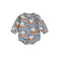 thumbnail image 1 of Liacowi Newborn Baby Boys Halloween Outfit Long Sleeve Ghost Pumpkin Print Romper Bodysuit 3 6 12 18 Months Infant Boys Halloween Onesie Jumpsuits 0-18M, 1 of 7