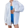 thumbnail image 1 of Liacowi Oversized Button Down Shirts for Women Casual Long Sleeve V Neck Dressy Blouses Tops, 1 of 7