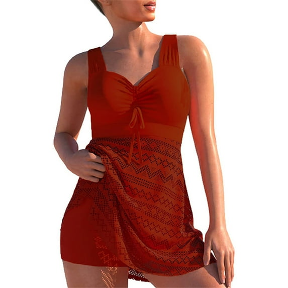 Liacowi Plus Size Tankini Swimsuit for Women Lace Tummy Control Bathing Suit Sleeveless Push-up Tops High Waist Shorts