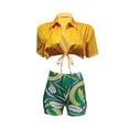 thumbnail image 1 of Liacowi Sexy Two Piece Set for Women Shirt and Shorts Set Short Sleeve Tie-up Cardigan and Print Short Pants Summer Tracksuit, 1 of 5