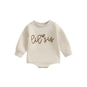 Liacowi Sister Matching Clothes Letter Print Long Sleeve Round Neck Sweatshirt /Bodysuits 3M 6M 12M 18M 24M 3T 4T Toddler Baby Girls Fall Clothes