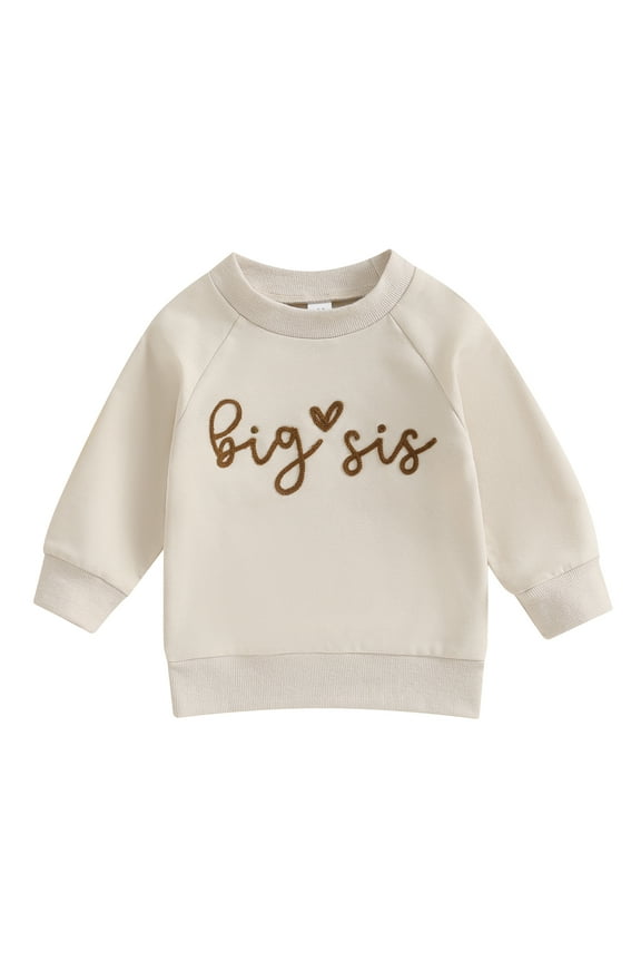 Sister Matching Clothes Letter Print Long Sleeve Round Neck Sweatshirt /Bodysuits 3M 6M 12M 18M 24M 3T 4T Toddler Baby Girls Fall Clothes