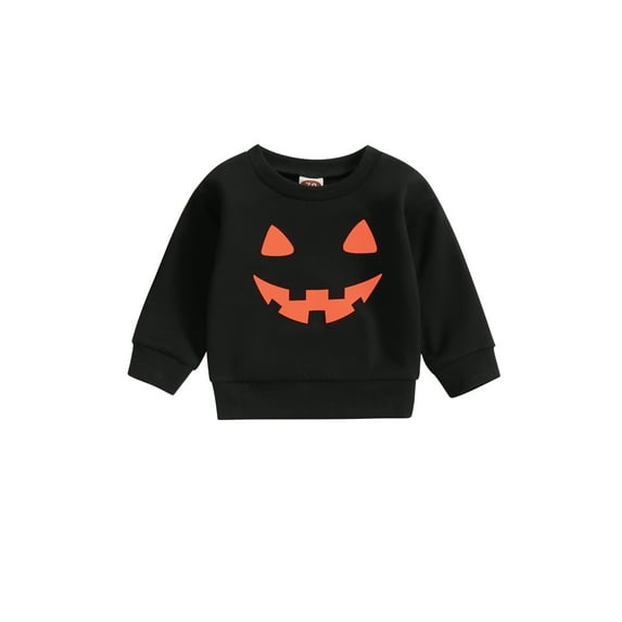 Liacowi Toddler Baby Girls Halloween Clothes Infant Autumn Winter Sweatshirts Long Sleeve Round Neck Pumpkin Print Pullovers Tops
