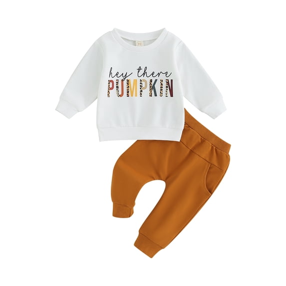 Liacowi Toddler Boy Halloween Outfits 6M 12M 18M 2T 3T Baby Boy Long Sleeve Letter Print Sweatshirt+Elastic Waist Pants 2Pcs Infant Halloween Clothes Costume