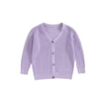 thumbnail image 1 of Liacowi Toddler Girl Autumn Knit Cardigan Solid Color V-Neck Long Sleeve Button Front Warm Coat, 1 of 7