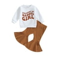 thumbnail image 1 of Liacowi Toddler Girls Fall Outfits Letter Print Crew Neck Long Sleeve Sweatshirts Flare Pants 2Pcs Clothes Set, 1 of 9