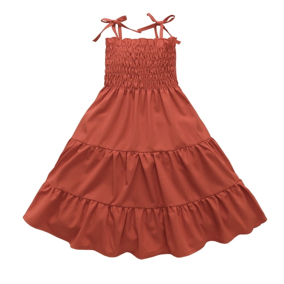 Liacowi Toddler Kids Baby Girl Summer Beach Dress Spaghetti Strap Dresses Long Solid Color Dress Sundress