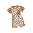 thumbnail image 1 of Liacowi Toddler Kids Boys Summer Clothes Checkerboard Plaid Short Sleeve T-Shirt Elastic Waist Shorts Set 2Pcs Baby Beach Checkered Outfit, 1 of 9