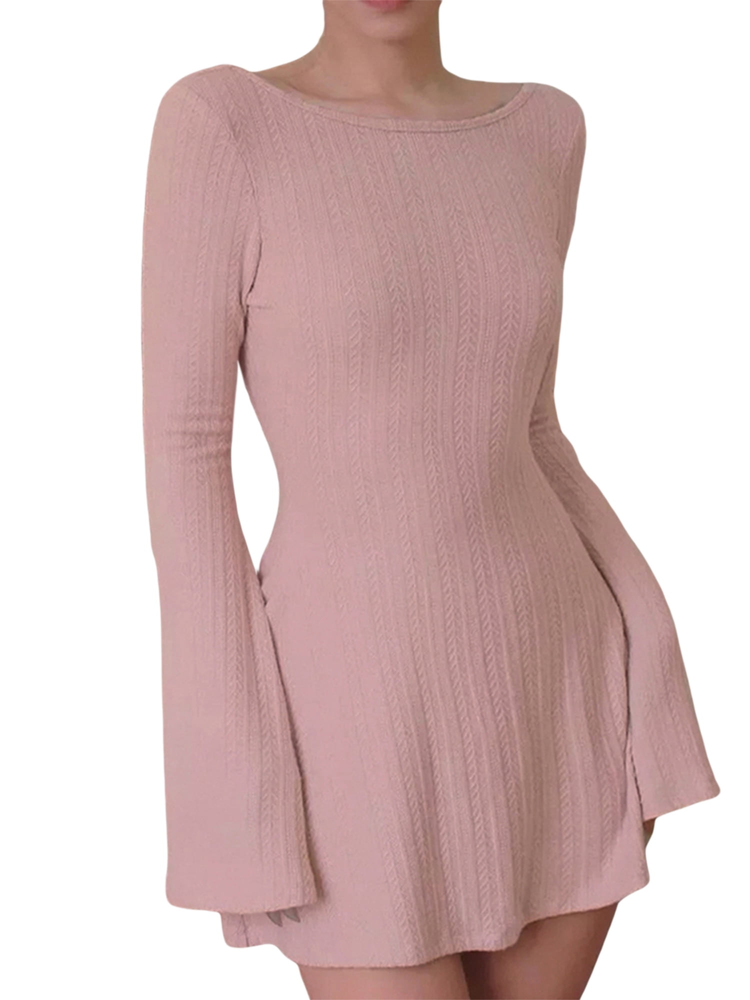 Lia Ruched Backless Mini Dress in Pink