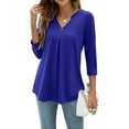 thumbnail image 1 of Liacowi Women Blouse 3/4 Sleeve Button V-Neck T-Shirts Loose Casual Shirts Tunic Tops Streetwear, 1 of 6