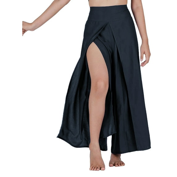 Liacowi Women Casual High Waist Palazzo Pants Split Wide Leg Flowy Trousers Loose Flared Long Pants Beachwear