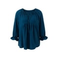 thumbnail image 1 of Liacowi Women Casual Ruffle Long Sleeve Top V-Neck Flowy Blouse Shirt Drawstring Loose Shirt, 1 of 9
