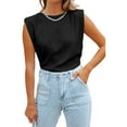 thumbnail image 1 of Liacowi Women Crew Neck Padded Shoulder Tank Tops Sleeveless Summer Tee Shirts Loose Casual Tops Blouse, 1 of 5