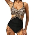 thumbnail image 1 of Liacowi Women Criss Cross Halter One Piece Swimsuit Leopard Tummy Control High Waist Sleeveless Bathing Suits Beach Swimwear, 1 of 3
