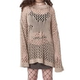 thumbnail image 1 of Liacowi Women Crochet Sweater Pullover Long Sleeve Hollow Out Baggy Tops See Through Beachwear Coverups, 1 of 9
