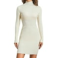 thumbnail image 1 of Liacowi Women Dress, Long Sleeve High Neck Solid Color Casual Party Club Street Spring Short / Long Dress, 1 of 9