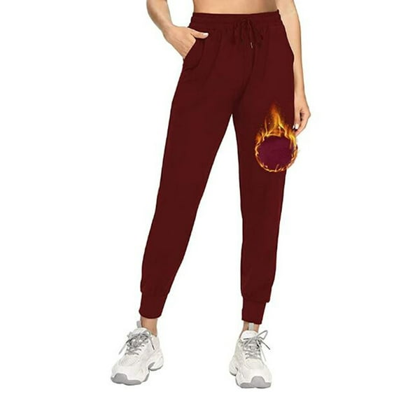 Liacowi Women Fleece Sherpa Lined Sweatpants Thermal Jogger with Pockets Winter Lounge Yoga Trousers