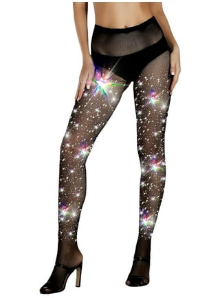 Black Rhinestone Fishnet Crystal Glitter Tights  Fish net tights outfit,  Eve outfit, Tights outfit