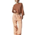 thumbnail image 1 of Liacowi Women Juniors Knitted Cropped Sweater Long Sleeve Solid Color Pullover Retro Jumpers Tops Fall Loose Knitwear for Teen, 1 of 4
