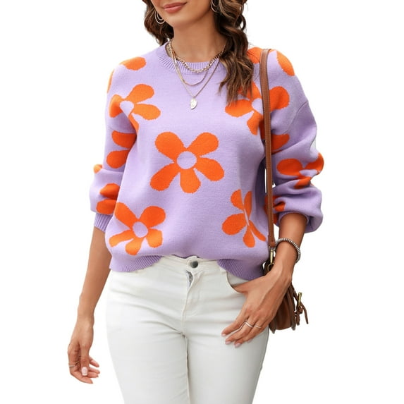 Liacowi Women Juniors Knitted Sweater Long Sleeve Butterfly Pullover Jumpers Tops Fall Loose Knitwear for Teen