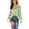 thumbnail image 1 of Liacowi Women Juniors Knitted Sweater Long Sleeve Contrast Color Pullover Retro Jumpers Tops Fall Loose Knitwear for Teen, 1 of 8