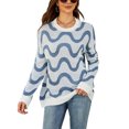 thumbnail image 1 of Liacowi Women Juniors Knitted Sweater Long Sleeve Contrast Color Pullover Retro Jumpers Tops Fall Loose Knitwear for Teen, 1 of 8