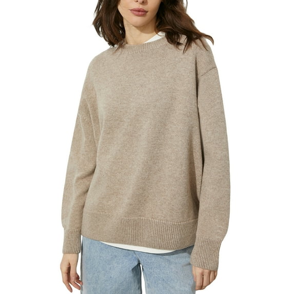 Liacowi Women Juniors Knitted Sweater Long Sleeve Solid Color Pullover Jumpers Tops Fall Loose Knitwear for Teen