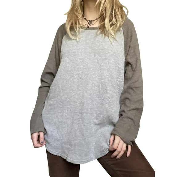 Liacowi Women Juniors Oversized Sweatshirt Contrast Color Long Sleeve Pullover Tops Casual Streetwear for Teen
